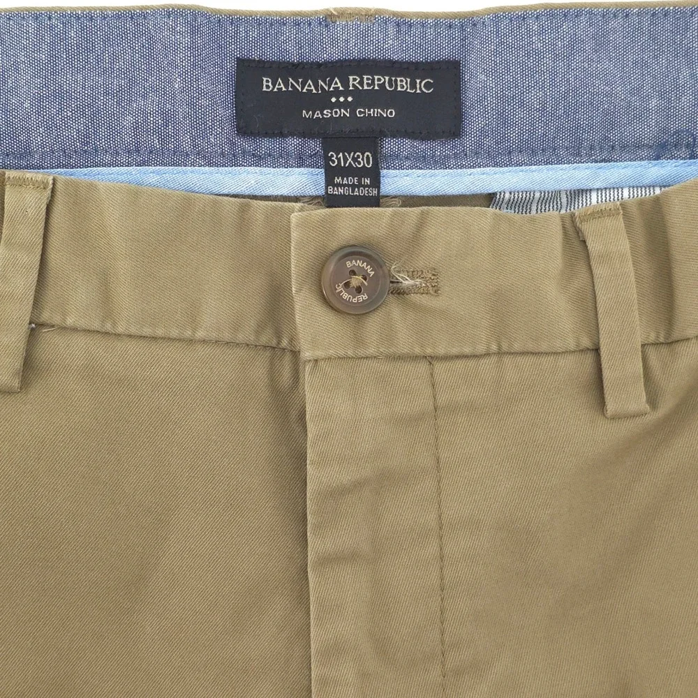 Banana Republic Mens Pants Mason Chino 31x30 Khaki Tan Athletic Tapered Stretch
